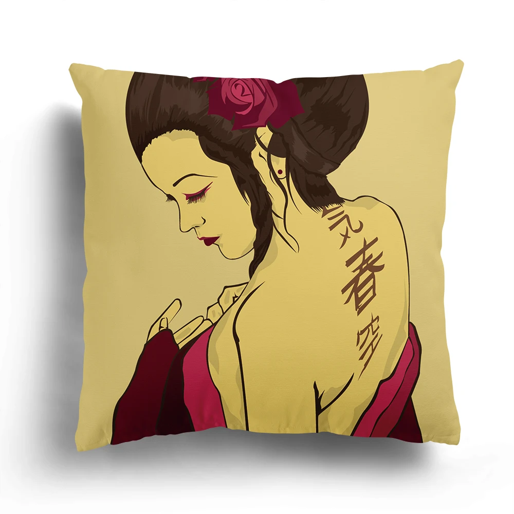 Japanese samurai cartoon character animation mask living cushion cover cartoon pillow cover Japanese pillow cover  home decor