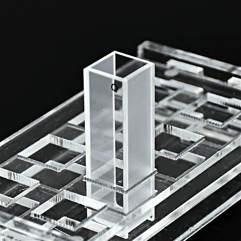 Imagem -04 - Cremalheira do Plexiglás do Suporte de Cuvette para o Vidro de Quartzo Cuvette Pilha Líquida da Amostra Caminho Claro 10 mm Células da Absorção Suportam Furos