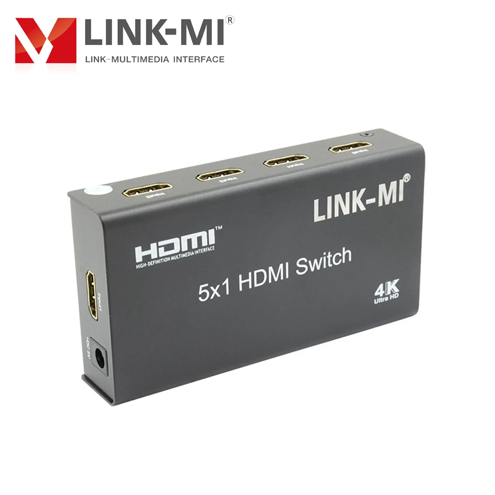 LINK-MI 4k 5x1 hdmi switch support 4k30hz 3d cec 36bit ultra hd 5 a 1 seletor hdmi 5 em 1 fora interruptor de áudio de vídeo com controle remoto