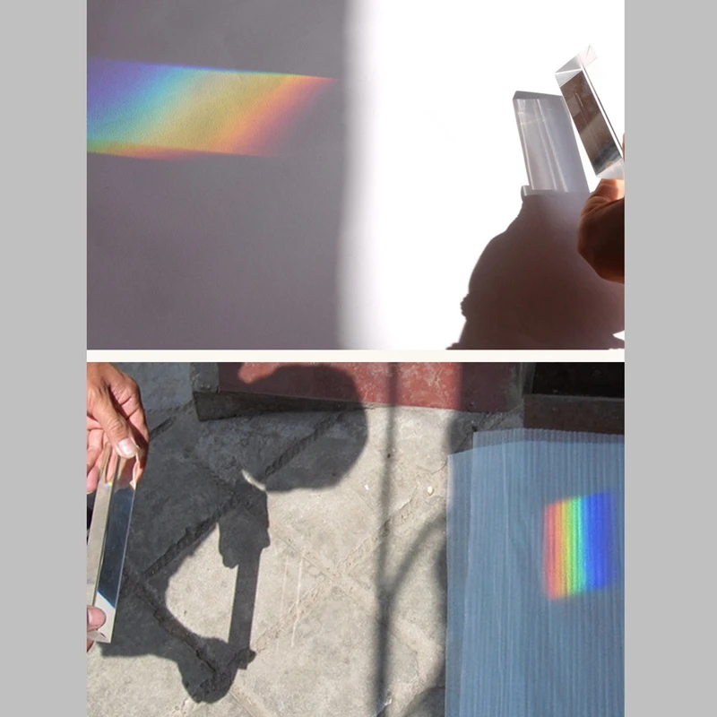 Triangular Prism Optical Prisms Glass Physics Teaching Refracted Light Spectrum Rainbow Children Students Present