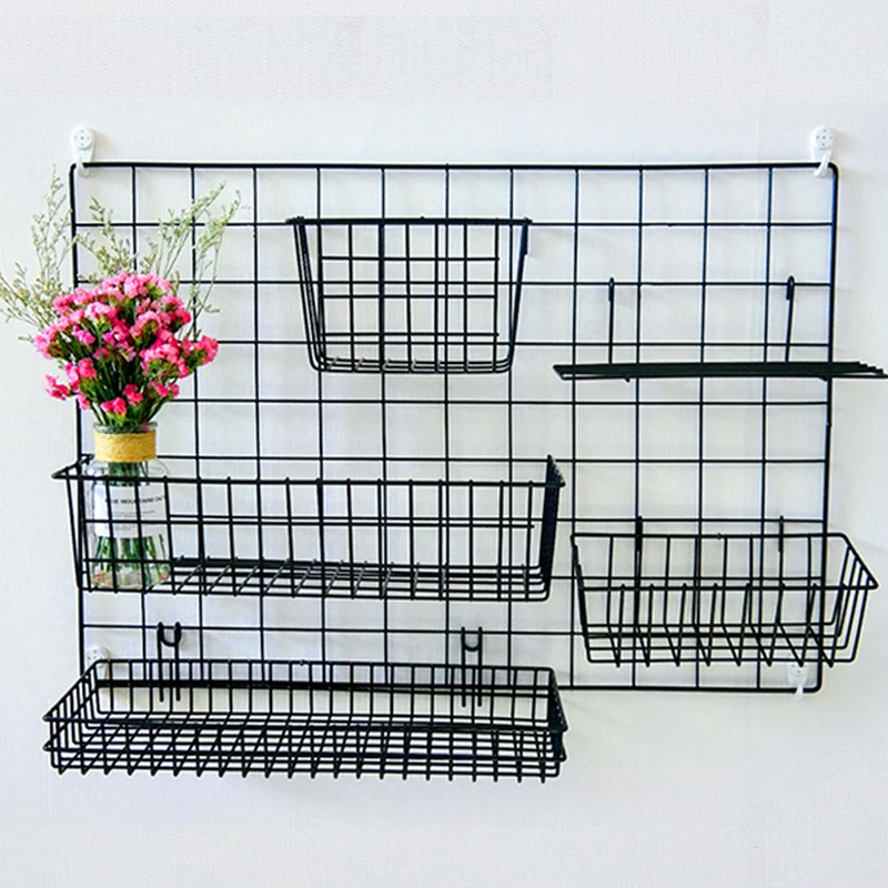 More sizes Metal grid iron mesh supermarket shelf display rack kindergarten home Wall decoration hanging net Organizer