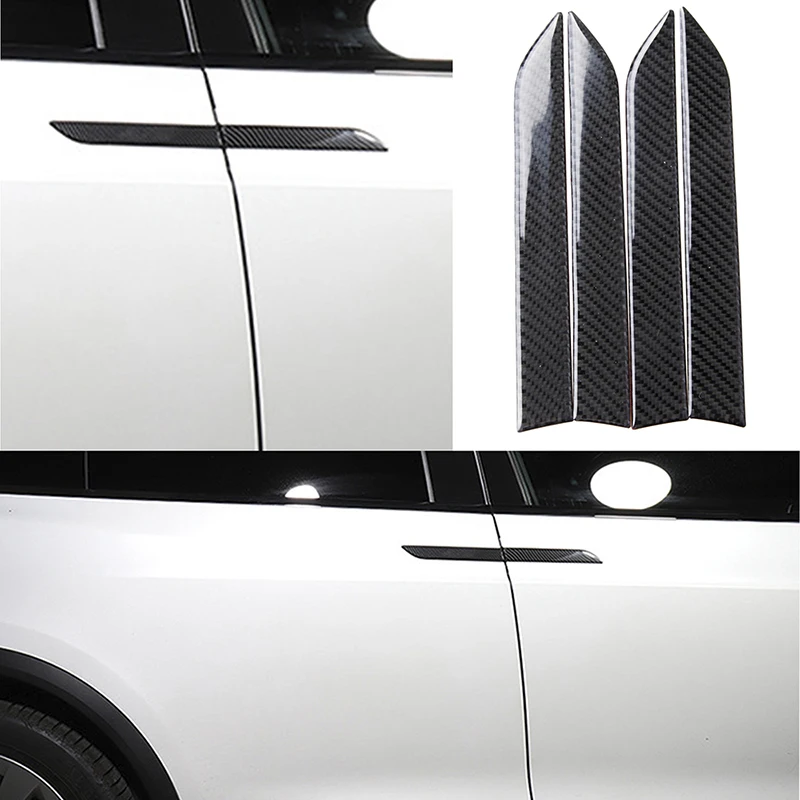 4pcs Car Door Handle Stickers Set Real Carbon Fiber Anti-scratch Cover Flexible Exterior Trim For Tesla Model 3 S X Accessories