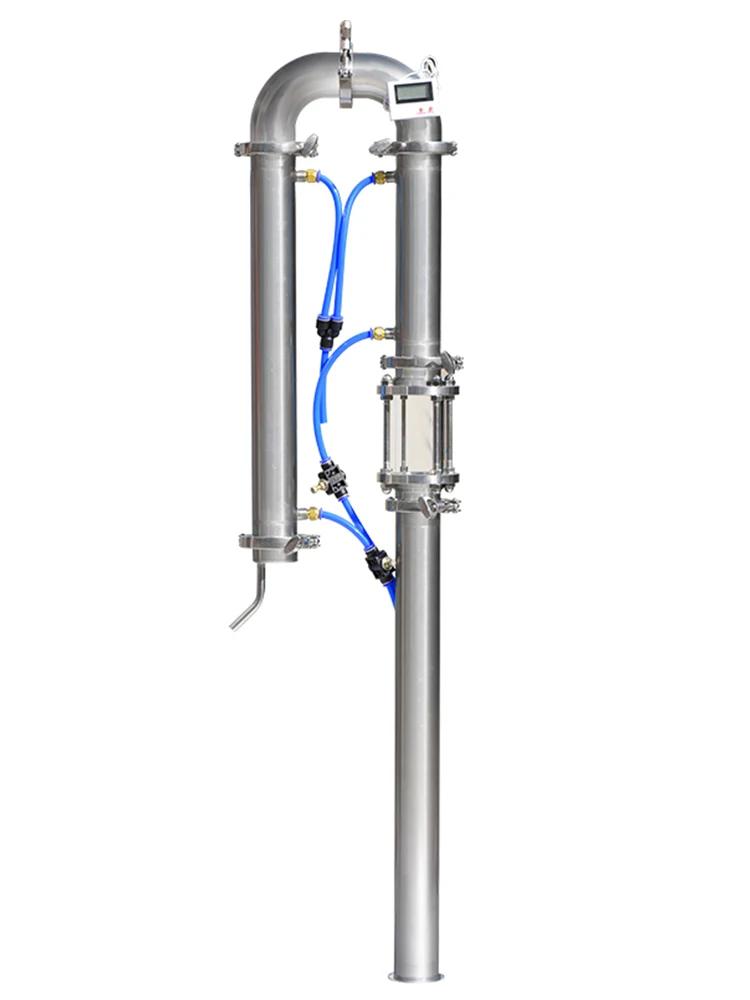 برج التقطير بأنبوب شبكي نحاسي مع مشبك سفلي زجاجي للرؤية، معدات تخمير منزلية، براندي فودكا، 1.5 بوصة، 2 بوصة