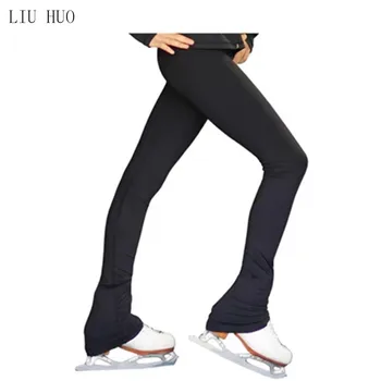 Pantalons de patinage artistique pour femmes, velours élasthanne noir, vêtements de sport à haute élasticité, vêtements de compétition, vêtements de patinage thermiques chauds