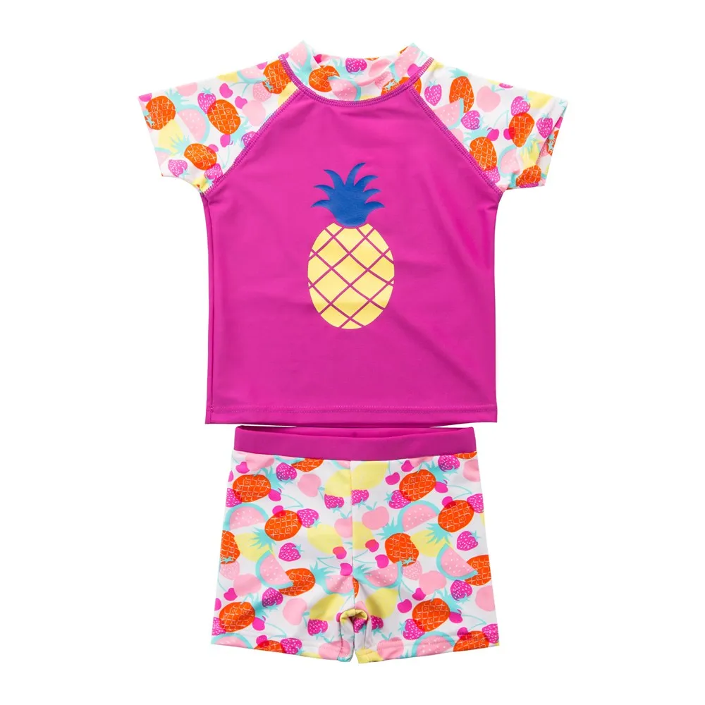 Wishere Summer Baby Girls Swimsuit Two Pieces Pineapple Printed Beach Baby Clothes Kids' Sun Protection Sunsuit