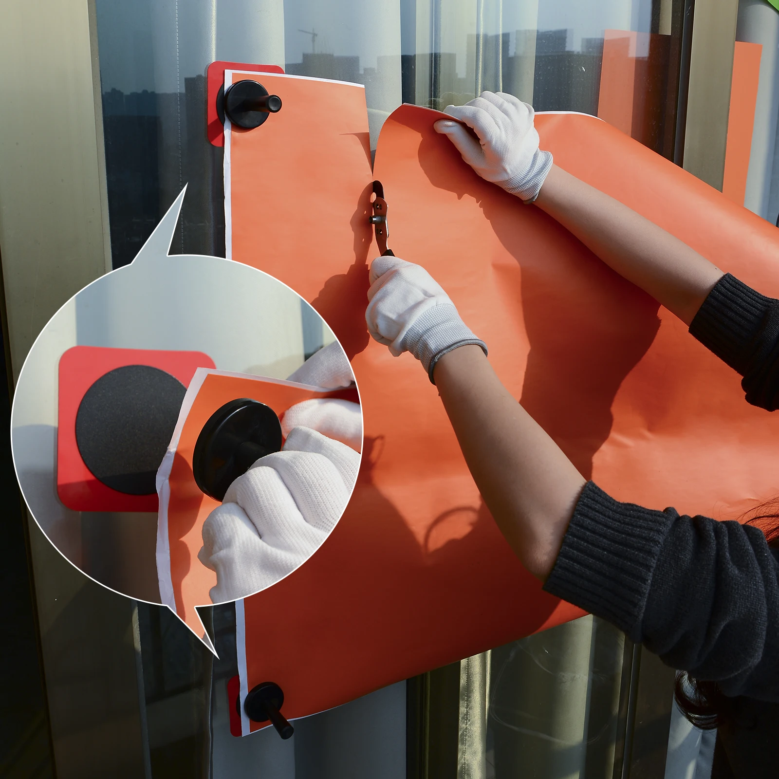 EHDIS 2/4/8 Stück Kohlefaserfolie Magnethalter Werkzeuge Silikon Metall adsorbiertes Blatt zur Befestigung von Vinylfolie Aufkleber Autozubehör – Detail 1