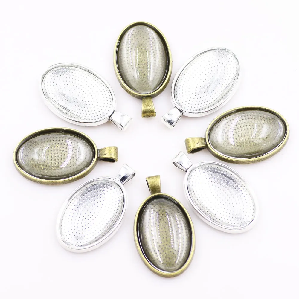 5pcs/lot Retro Pendant 18X25/20X30/30X40mm Oval Cabochon Base Setting Charms Pendant Bezel Tray For DIY Jewelry Making Finding