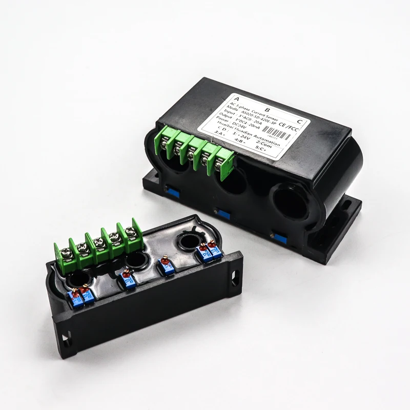 0-500A input three-phase AC current transmitter sensor 4-20mA 0-10V out put 3wire 4wire