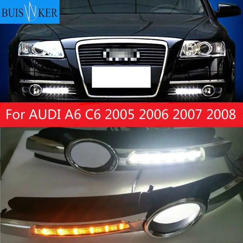 

2pcs LED DRL For AUDI A6 C6 2005 2006 2007 2008 Car LED DRL Daytime Running Light Fog Lamp Grille And Waterproof Wire Of Harness