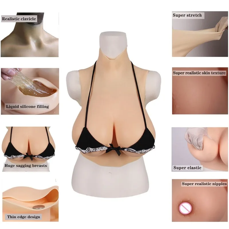 Gcup Plus Super Huge Liquid Silica Gel Filling Fake Boobs Artificial Silicone Breast Forms For Crossdresser Shemale Trandsgender