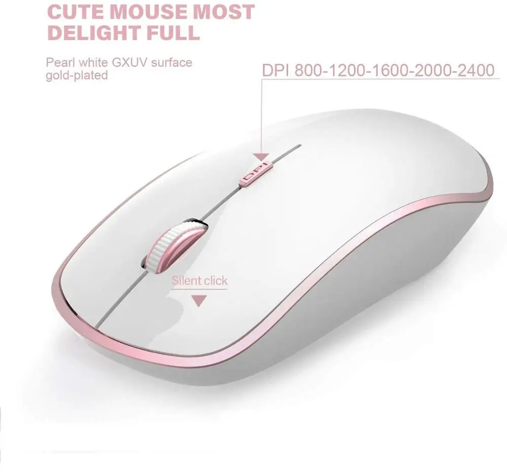 Wireless Keyboard and Mouse Suite USA / FR (AZERTY) pink Keyboard is Suitable For Mac Windows UNIX System USB Plug And Play