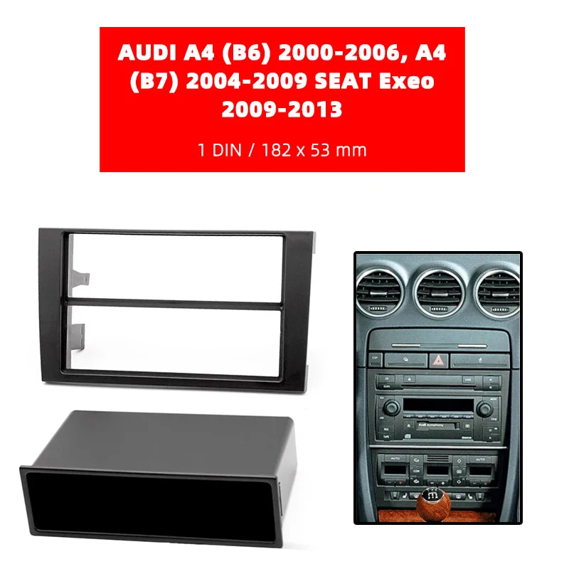 Car Radio Fascia frame For  AUDI A4 (B6)/ A4 (B7) /SEAT Exeo Dash Facia Panel Stereo Audio Bezel dash Mount DVD Player Kit Auto