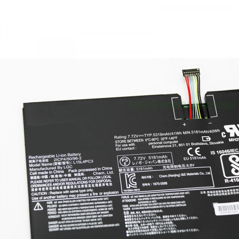 CP Genuine Laptop Battery L15L4PC3 7.72V/41WH/5319mAh For MIIX 720 720-12IKB MIIX 5 Pro L15M4PC3