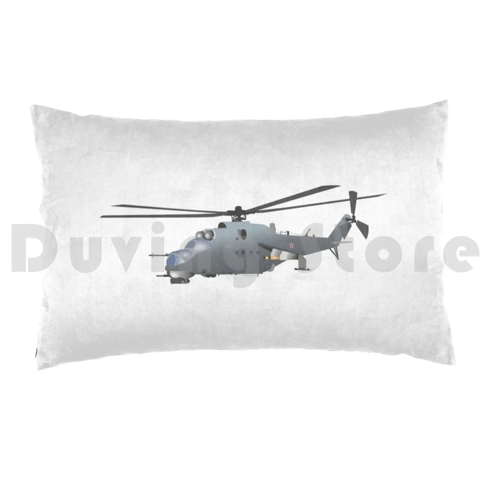 Russian Attack Helicopter Mi-24 Pillow Case Printed 35x50 Army Military War Russian Soviet Helicopter Heli Vector