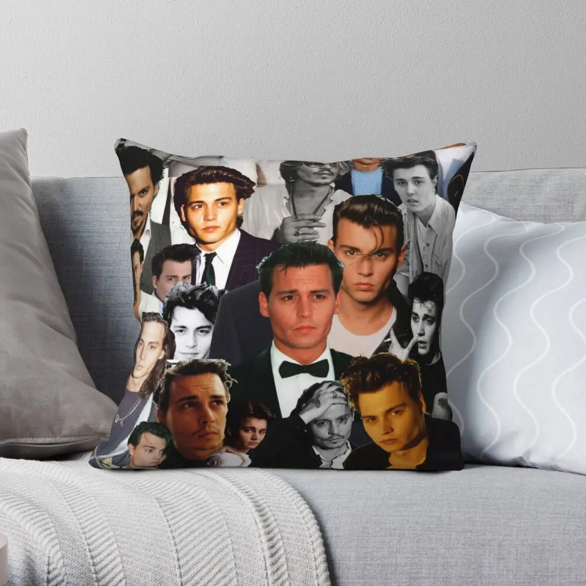 Johnny Depp Collage Square Pillowcase Polyester Linen Velvet Zip Decor Throw Pillow Case Sofa Seater Cushion Cover 18