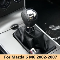 For Mazda 6 M6 2002 2003 2004 2005 2006 2007 Chrome Gear Shift Knob Lever Shifter Pen Gaiter Boot Cover Car Styling Accessories