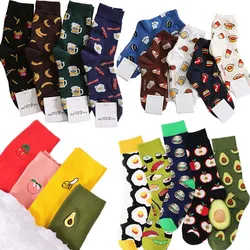 Harajuku glückliche Socken Männer lustige Cartoon Obst Avocado Banane Burger Pommes Bier Keks gebratenes Huhn Essen Socken Skateboard Socken