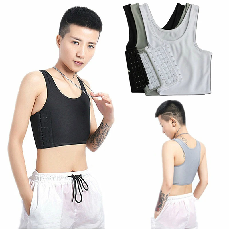 Casual Breathable Buckle Short Chest Breast Binder Vest Tops Chest Binder Underwear Tank Tops Bandage Breathable Side Hook