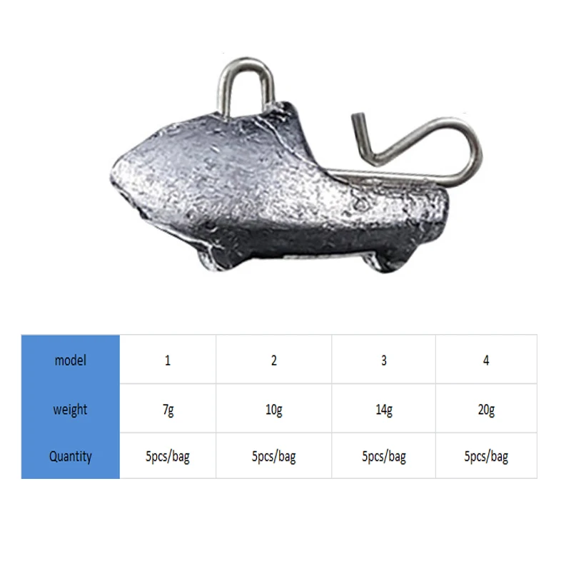 OBSESSION A019 5pcs 7g10g14g20g Ship Shaped Water Droplets Weights Fishing Oval Sinker Quick Sinking Connect Fishing Accessories