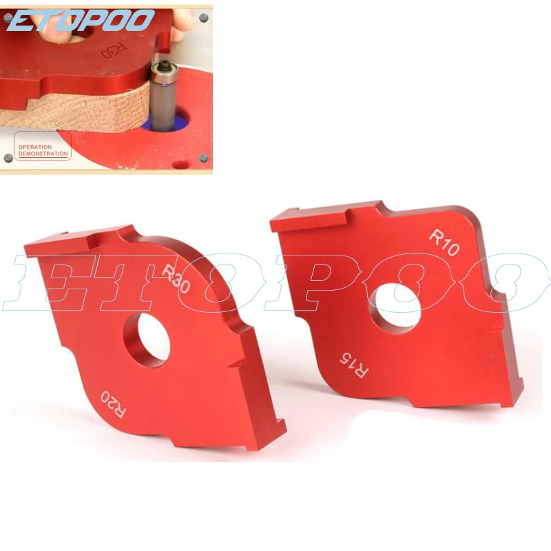 Imagem -04 - Carpintaria Aparar Raio Jig Modelos de Roteador Liga de Alumínio Cantos de Raio r5 R10 R15 R20 R25 R30 R35 R40 T10 T35 Pcs por Conjunto