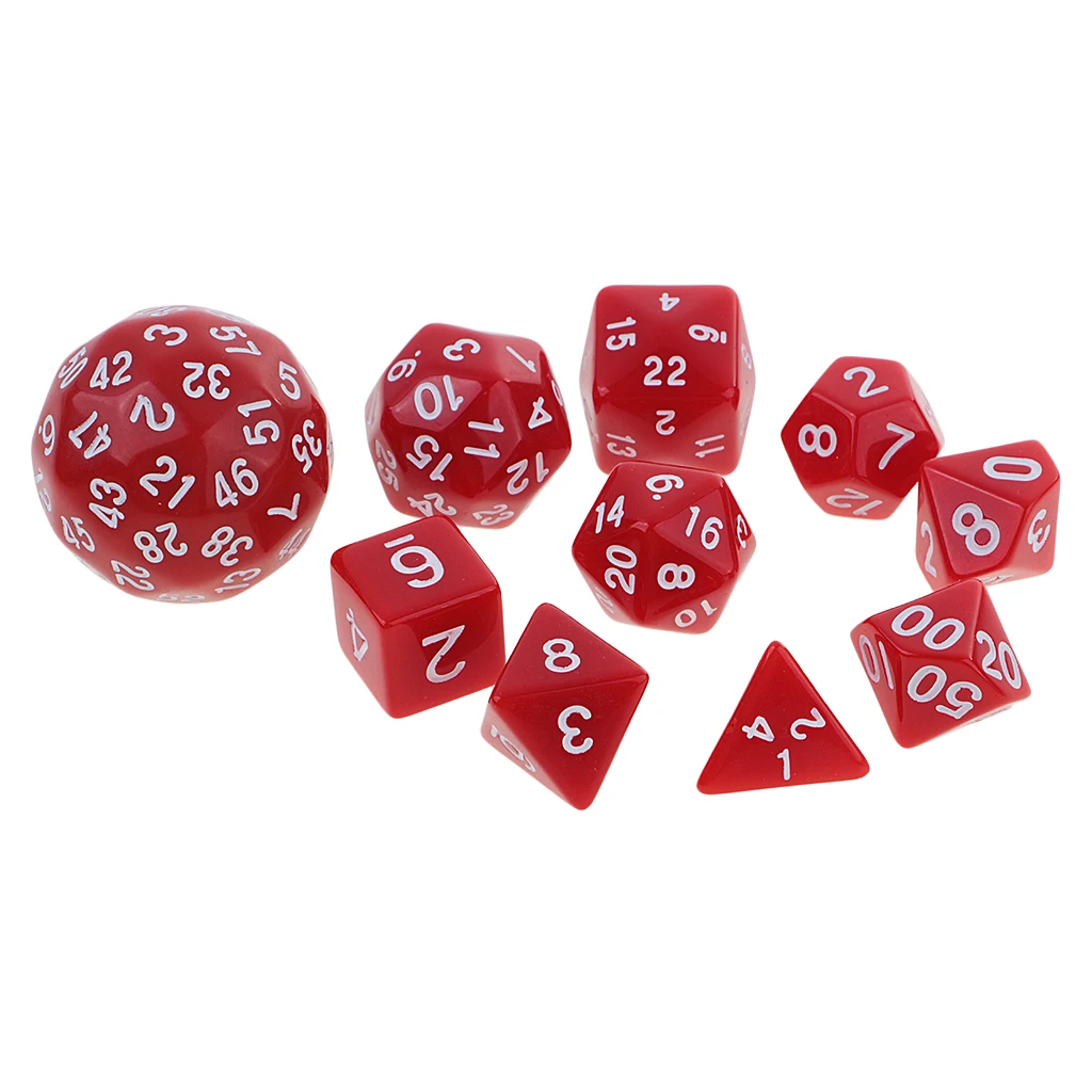 10 Pieces Digital Dices Multi-sided Dice Set for D&D TRPG KTV Party Fun Board Games Playing Game Dice Party Supplies Gift