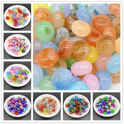 20pcs 15x9mm Mixing Color Big Hole Acrylic Beads Loose Spacer Oblate Circle Bead Necklace Bracelet Pendant Jewelry Making