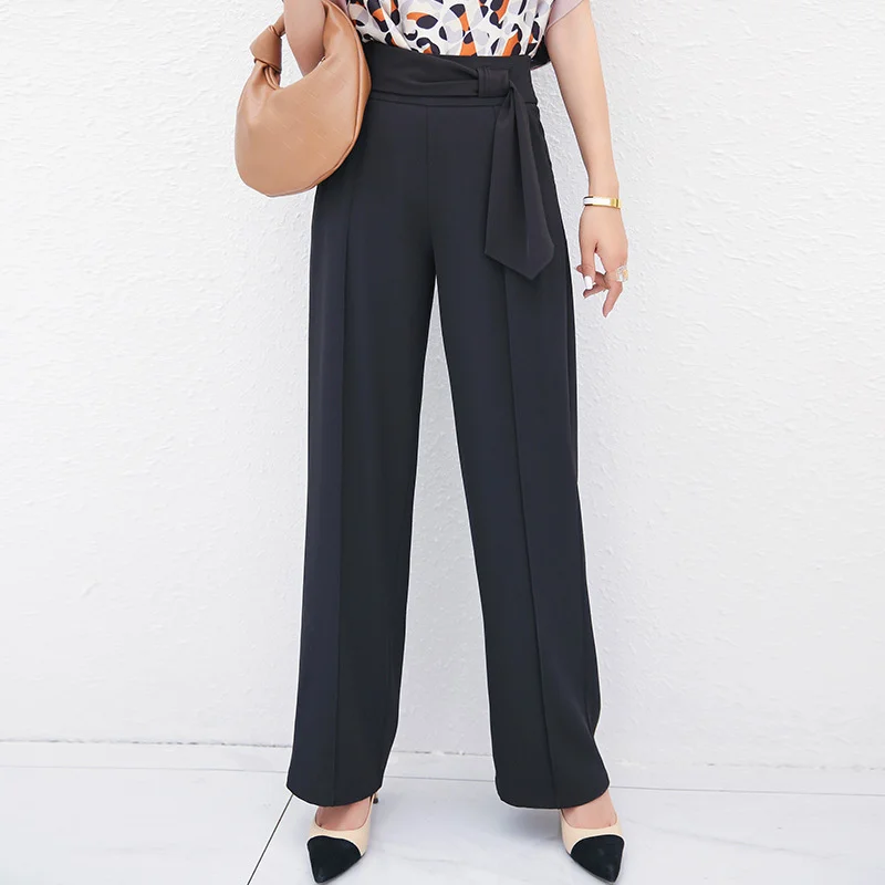 Loose Summer Casual Wide Leg Trousers OL Style Elegant High Waist Pants Female Street Comfortable Zipper White Pants M-3XL