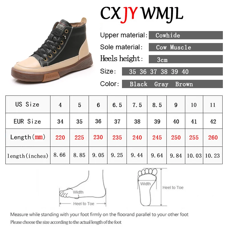 Women\'s Genuine Leather Autumn Shoes First Layer Cowhide Vulcanized Shoes Ladies Comfortable Warm Winter Casual Sneakers Flats