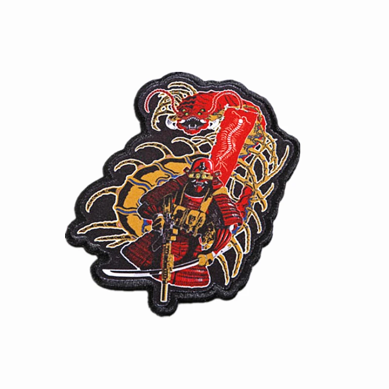 Takeda Messenger Tactical Samurai Heat Transfer Patches Centipede Fighting Military Badge For Clothes Backpack Ornament