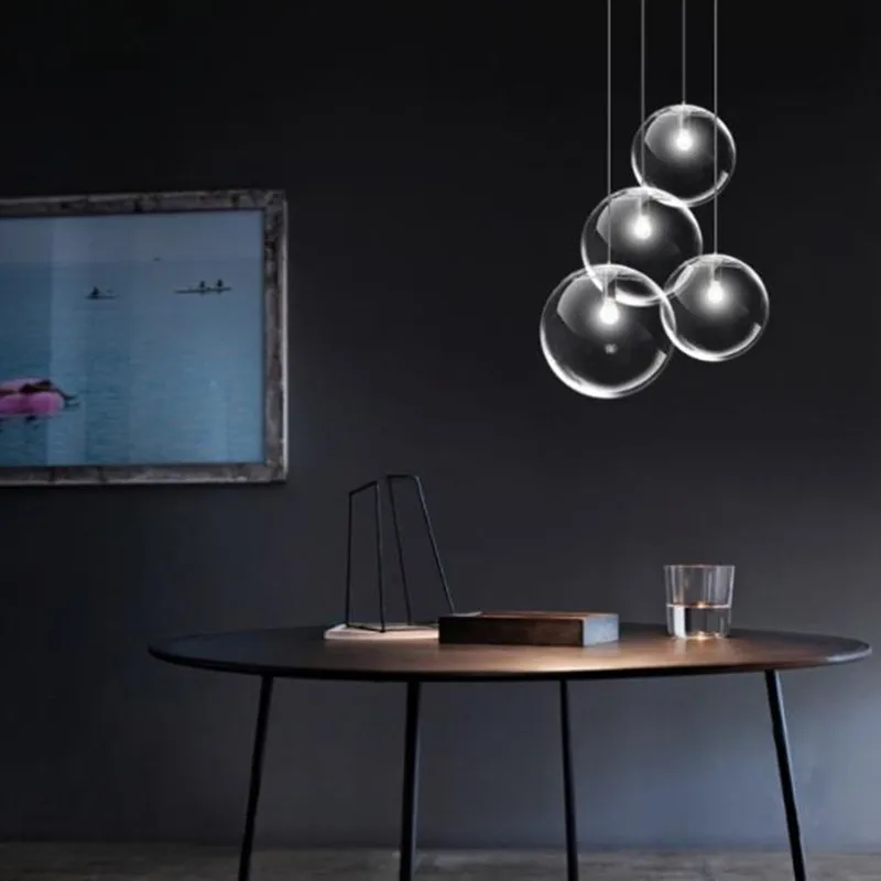 

LED rope Pendant Lights Globe Chrome Glass Ball hanglamp Lustre Suspension Kitchen Fixture Home hanging E27