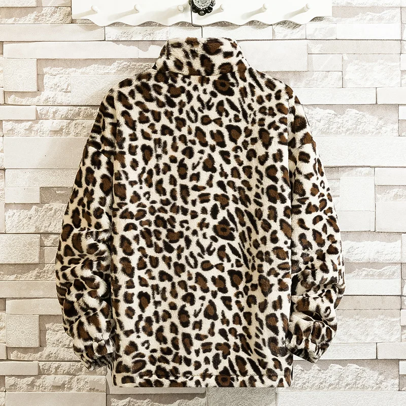 Leopard Puffer Jacket Men Winter Parka Luxury Vintage Fashion Harajuku Streetwear Zipper Loose Windbreaker Female Male Clothing