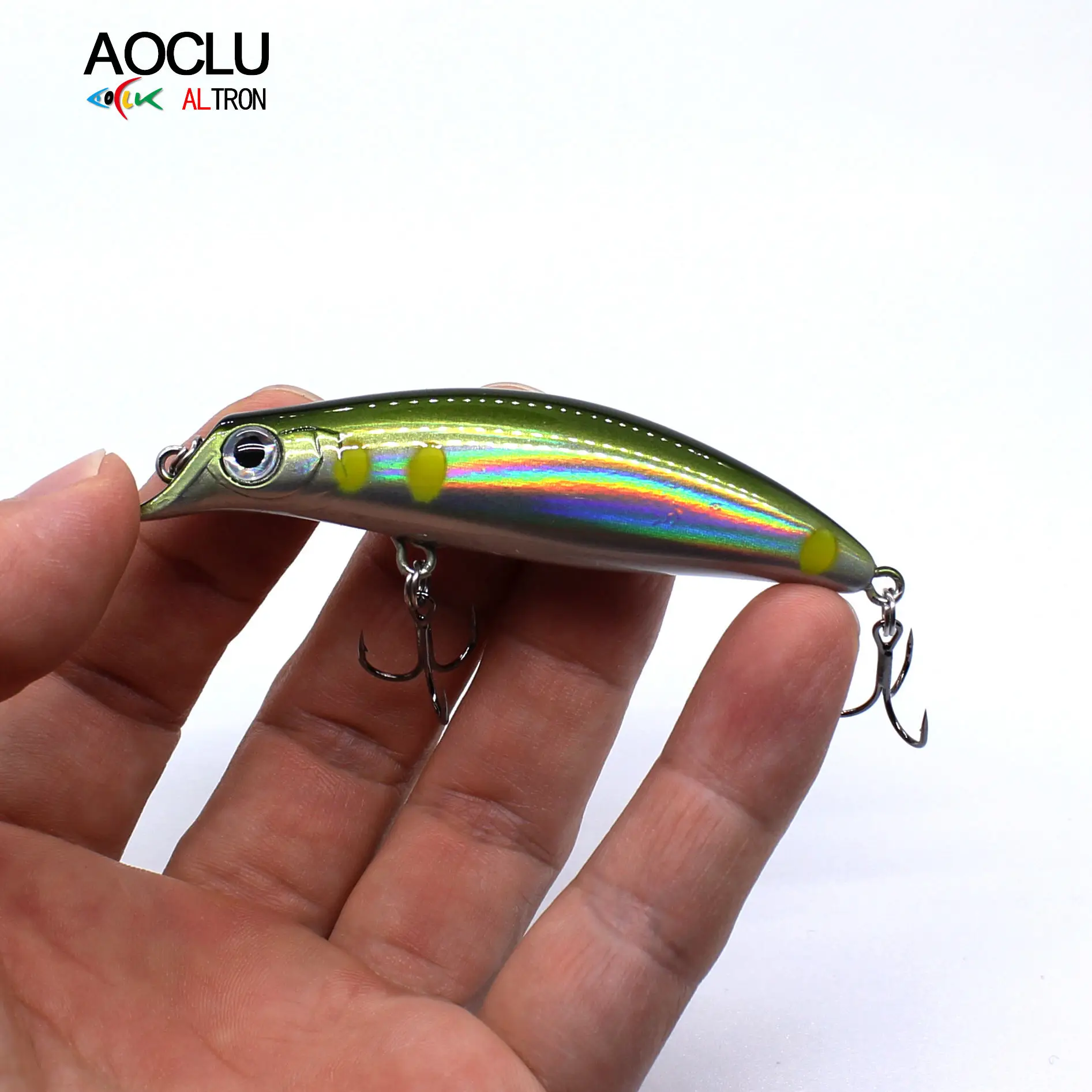 AOCLU Topwater Hybird Swimmer 75mm 6.5g Hard Bait Minnow Stick Lure Bass Trout Boat Fishing UV Painting Glow In Water