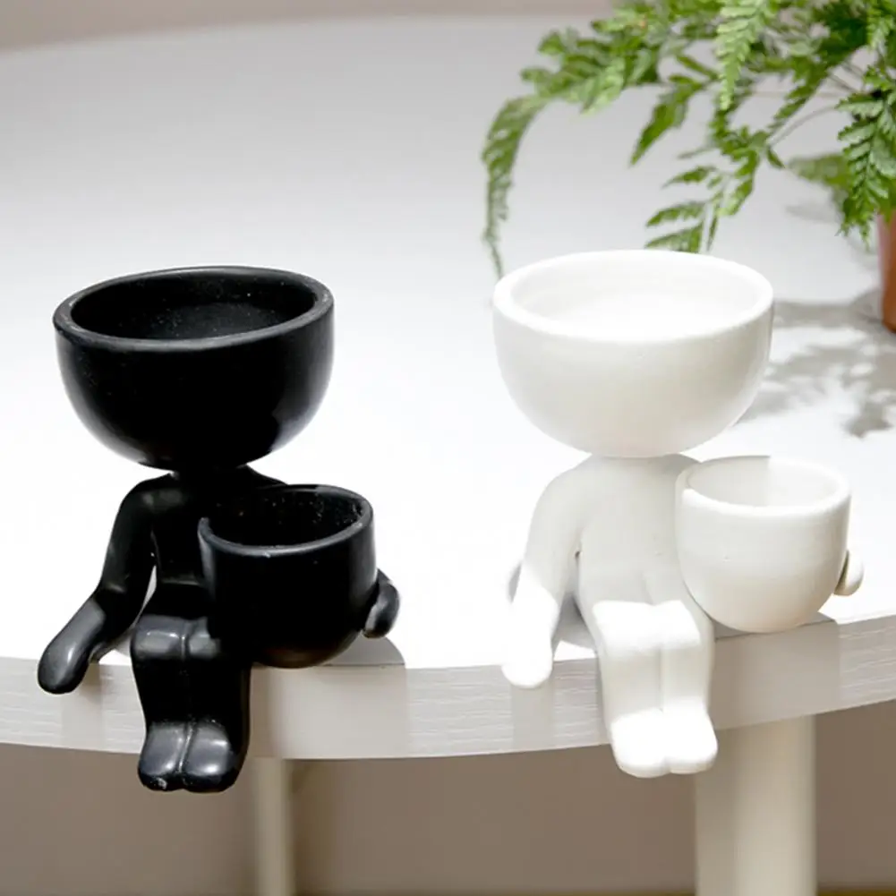 Mini Cute Creative Plant Pot Humanoid Ceramic Plant Pot DIY Crafts Planter Flower Vase Home Office Decoration