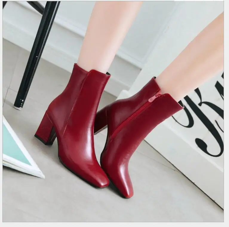 Classic New Women White Ankle Boots Genuine Leather Boots Female Autumn Winter Shoes Woman Red Motorcycle Boots Spring Winter