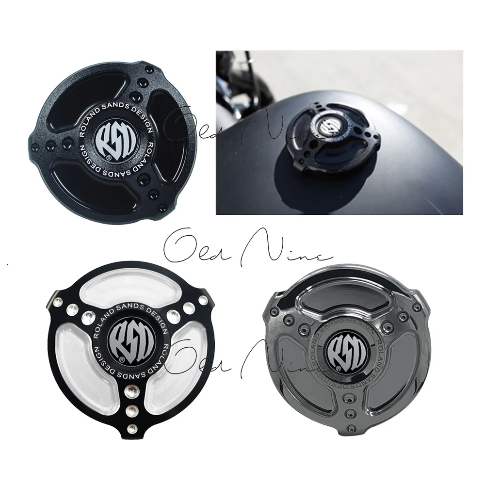 Rsd novo produto de cobertura tampa do tanque de gás combustível todo preto cnc alumínio apto para harley sportster xl883 xl1200 48 dyna touring softail