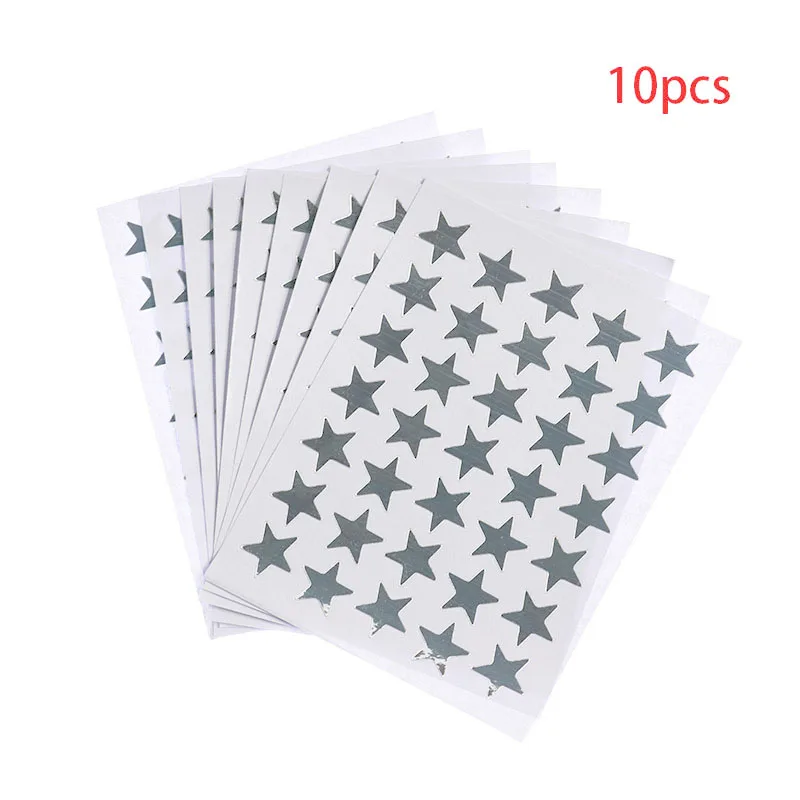 10pcs Many Stars Children's Gold-plated Award Glitter Sticker Mother Teacher Praise Label Award Five-pointed Star Love Sticker