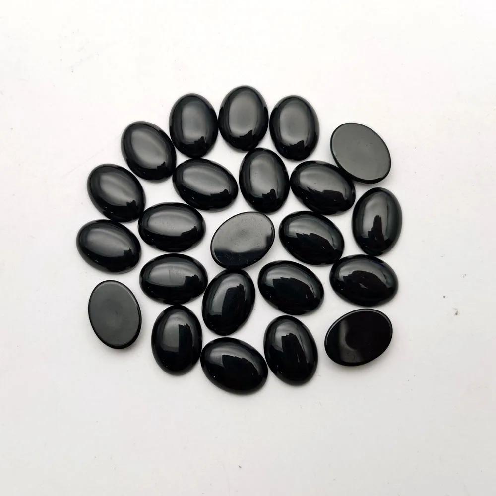 fashion Natural Stone black agates oval cab cabochon 15x20MM Beads for jewelry making Ring accessories 24Pcs/lot Good quality