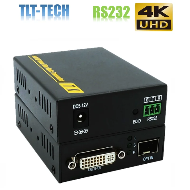 One pair 4K DVI Extender DVI Signal to fiber optical Converter 20KM Single mode LC connector RS232