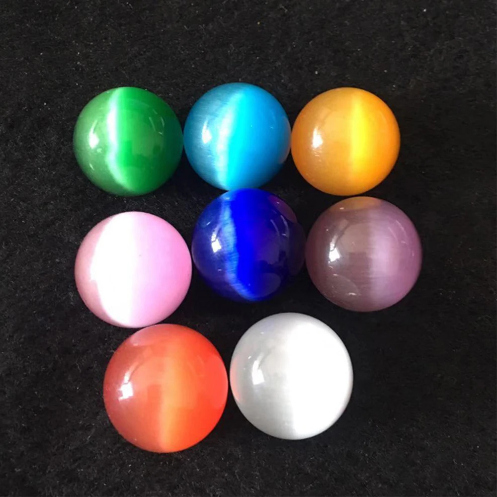 20MM Natural Colorful Cat Eye Sphere Quartz Crystal Polished Ball Stones Specimen Home Office Decoration Healing Ornament 1pcs