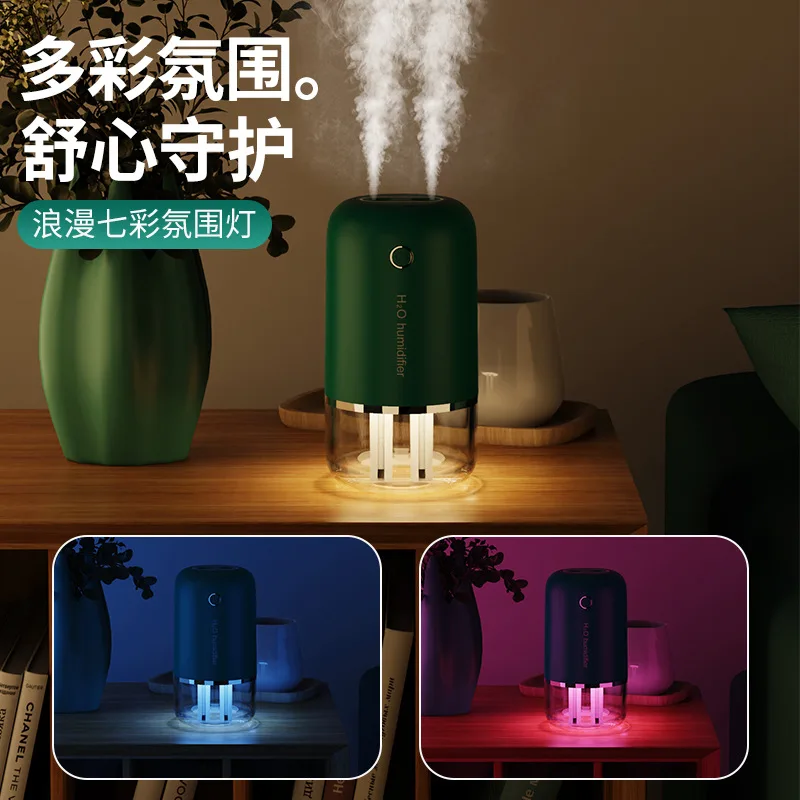 

2022 New Wireless Air Humidifier for Home Car Humidificador Mini Portable Oil Aroma Diffuser Scent 500ML Mist Maker with Light