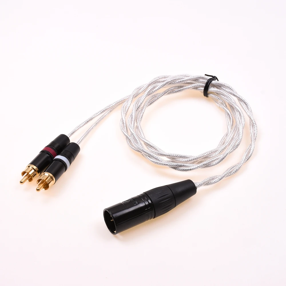4-контактный XLR-папа на двойной RCA-папа, сбалансированный аудиокабель, посеребренный экранный кабель, аудиоадаптер