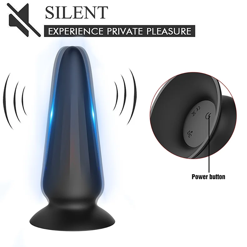 Moonuo Silica Black Remote Control Cone Anal Plug Vibrator Wireless USB Charge Waterproof Male Masturbator Sex Toys