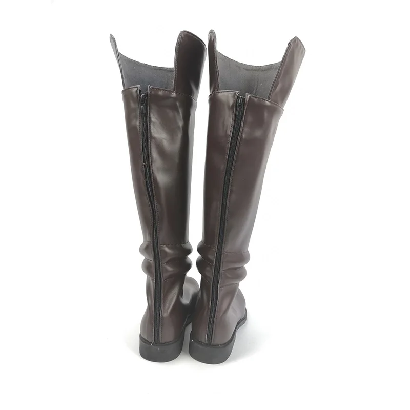 Bottes de Cosplay Personnalisées Eren Levi au Genou, Chaussures de Couleur Marron avec Fermeture Éclair, Nouvelle Collection