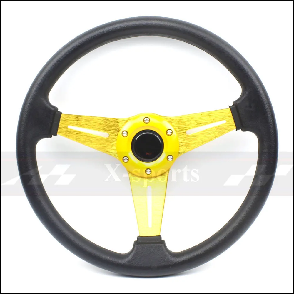 car Sport steering wheel racing type High quality universal 14 inches 350MM Aluminum+PU 6 color Titanium Carbon golden red MO