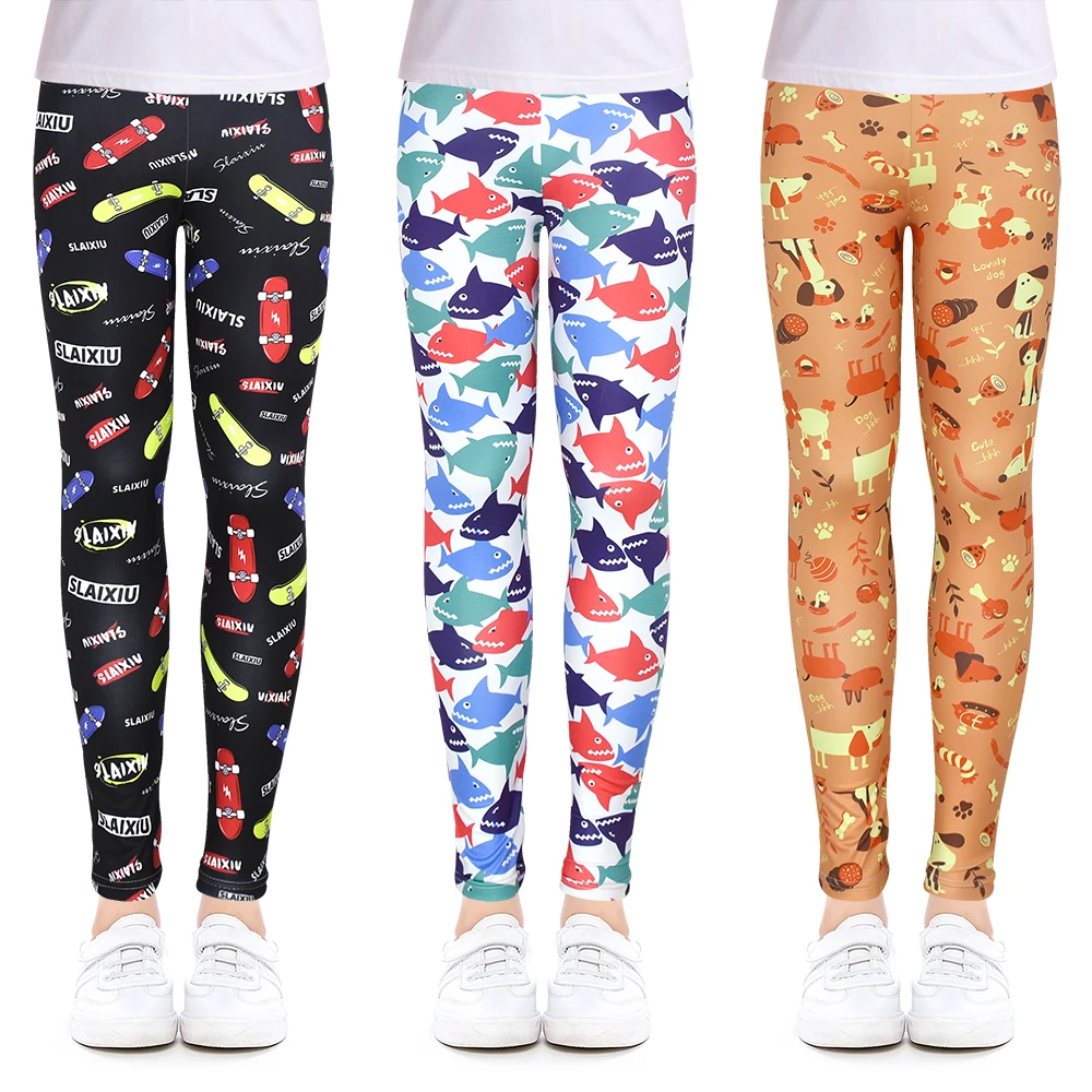 Girls Leggings for Outdoor Travel Clothes Girls Pants Student Casual Wear Customizable Stylish Computer Printing For 4-13 Years