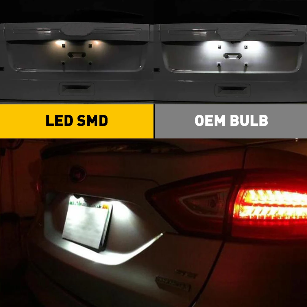 2x Car LED License Plate Light For 2015-2021 Ford Edge Ranger C-Max EcoSport Transit 150 250 350HD Connect Jaguar XJ XF 6000K