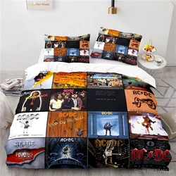 Juego de cama con estampado 3D de AC DC Rock Band para niños y adultos, funda de edredón suave, funda de almohada, textiles para el hogar