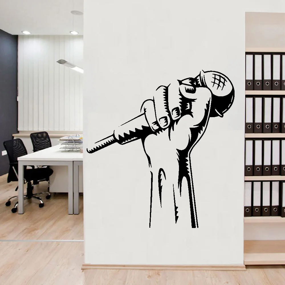 Carved Microphone Music Removable Pvc Wall Stickers Decor Living Room Bedroom Removable Mural Poster