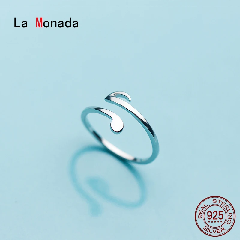 La Monada 54-59 Resizable 925 Silver Rings For Women Real Silver 925 Woman Adjustable Ring Music Note Fine Luxury Jewelry Silver