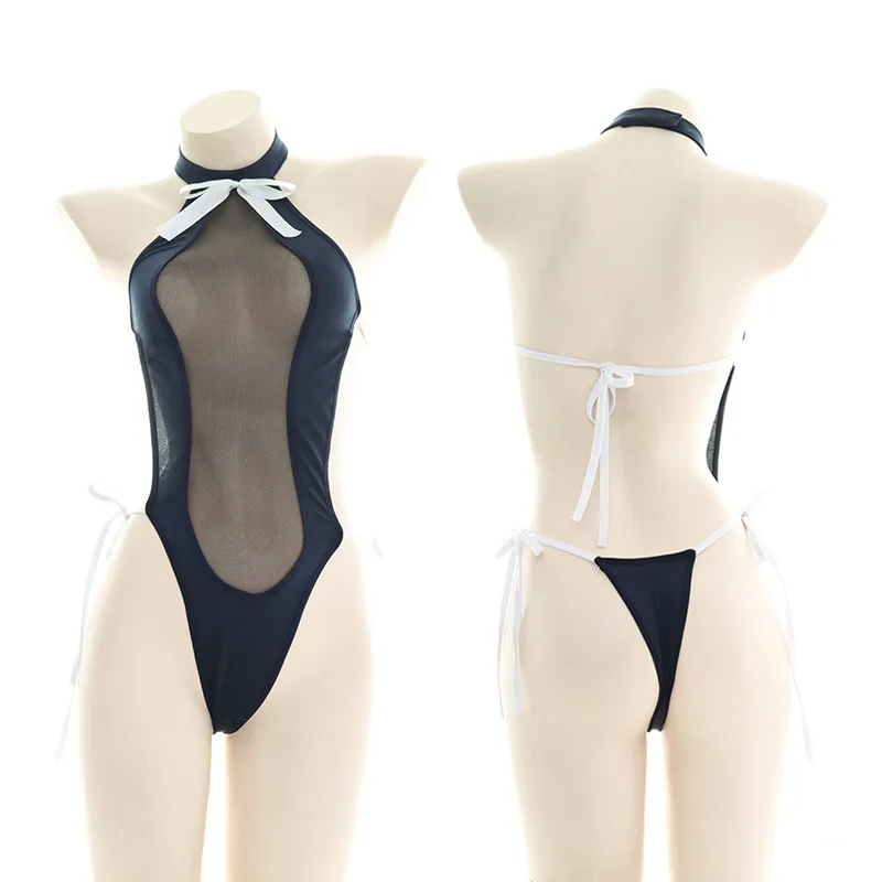 

Женское сексуальное сетчатое прозрачное нижнее белье с открытой грудью, эротическое белье, боди для девочек, Babydoll с высоким разрезом, повязка на спине, порно ночное белье